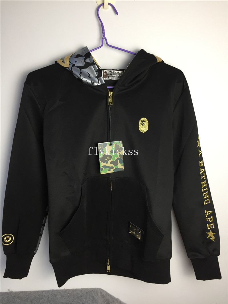 A Bathing Ape Premium BAPE Black Gold Shark Hoodie